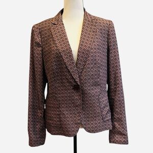 The Limited Geometric Print Blazer Navy Burgundy Red Size Large Classic Preppy